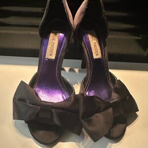 Steve Madden Black Satin Stiletto Heels with Bow